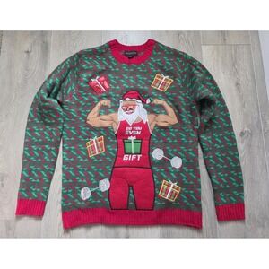 blizzard bay mens medium do you even gift gym santa ugly funny christmas sweater